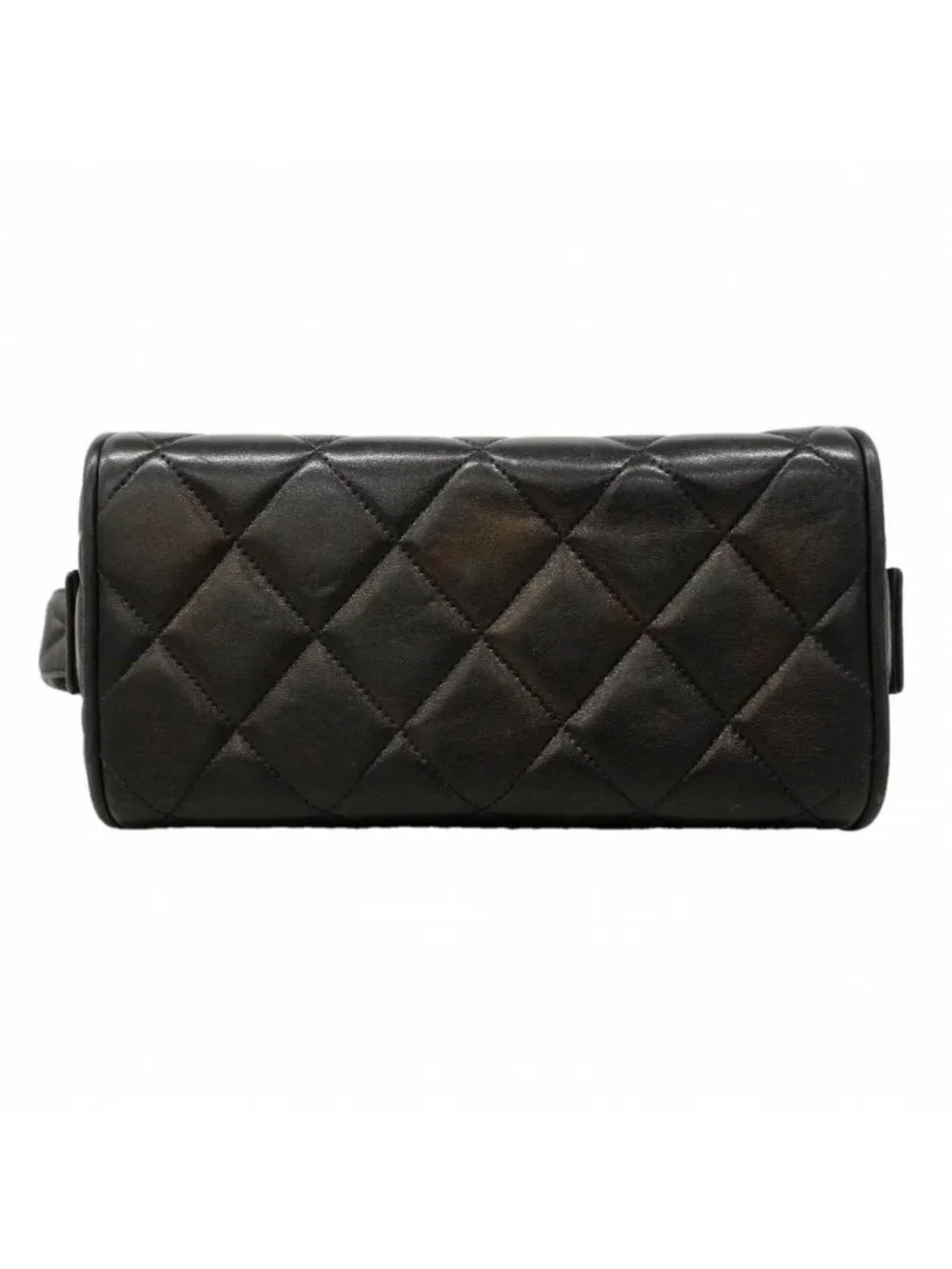 Chanel Handbag Quilted Lambskin Black Silver